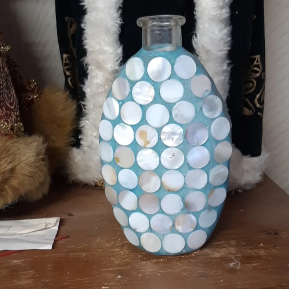Handcrafted Aqua Teal Sea Blue Vase Deco